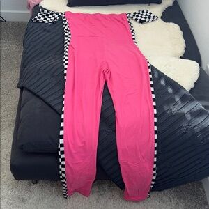 Pink Jumpsuit with Checkered Sleeves and Sides